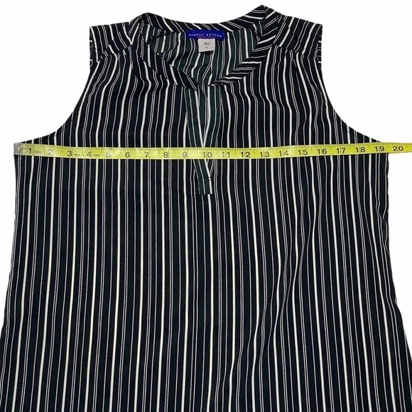 SIMPLY Style Black White Striped High Low Blouse S - Picture 7 of 10